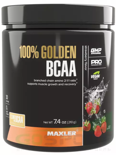 BCAA MAXLER 100% Golden BCAA 12000 mg 210 г, Клубника BCAA MAXLER 100% Golden BCAA 12000 mg 210 г, Клубника