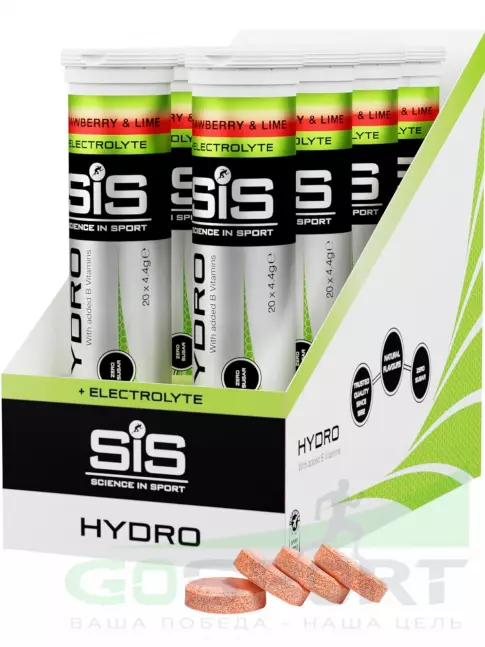 Изотоник SCIENCE IN SPORT (SiS) GO Hydro Tablet 8 x 20 таблеток, Клубника - Лайм Изотоник SCIENCE IN SPORT (SiS) GO Hydro Tablet 8 x 20 таблеток, Клубника - Лайм