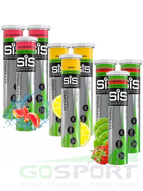 Изотоник SCIENCE IN SPORT (SiS) GO Hydro Tablet 20s_3 9 x 20 таблеток, Розовый грейпфрут, Лимон, Клубника - Лайм Изотоник SCIENCE IN SPORT (SiS) GO Hydro Tablet 20s_3 9 x 20 таблеток, Розовый грейпфрут, Лимон, Клубника - Лайм