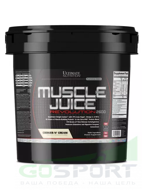 Гейнер Ultimate Nutrition Muscle Juice Revolution 2600 5040 г, Печенье - крем Гейнер Ultimate Nutrition Muscle Juice Revolution 2600 5040 г, Печенье - крем