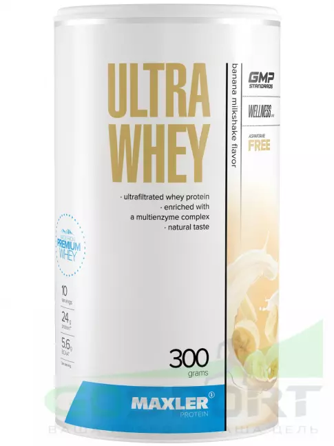 Сывороточный протеин MAXLER Ultra Whey 300 г, Банановый молочный коктейль Сывороточный протеин MAXLER Ultra Whey 300 г, Банановый молочный коктейль