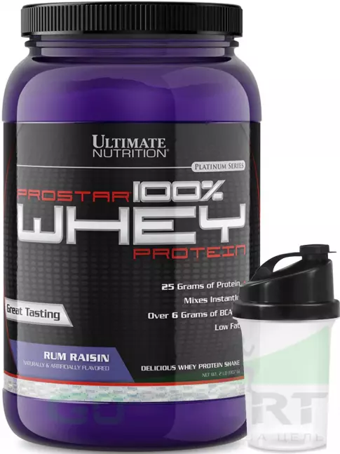 Сывороточный протеин Ultimate Nutrition Prostar Whey 907 г + шейкер, Ром с изюмом Сывороточный протеин Ultimate Nutrition Prostar Whey 907 г + шейкер, Ром с изюмом