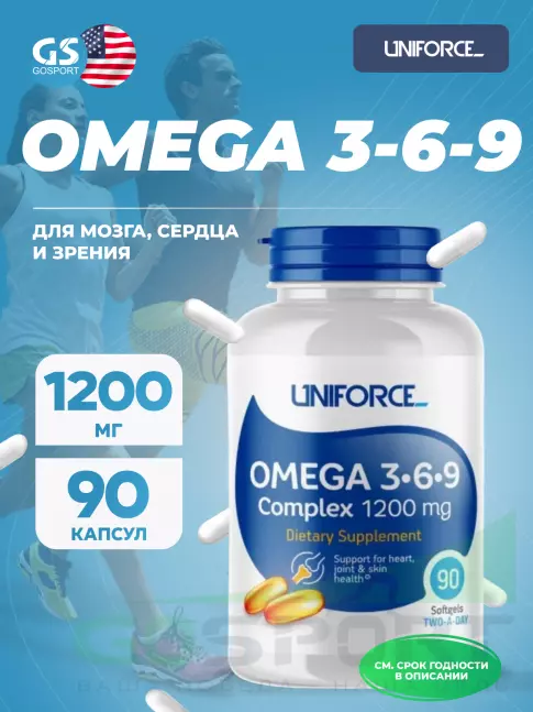 Омега-3 UNIFORCE Omega 3-6-9 1200 mg 90 капсул Омега-3 UNIFORCE Omega 3-6-9 1200 mg 90 капсул