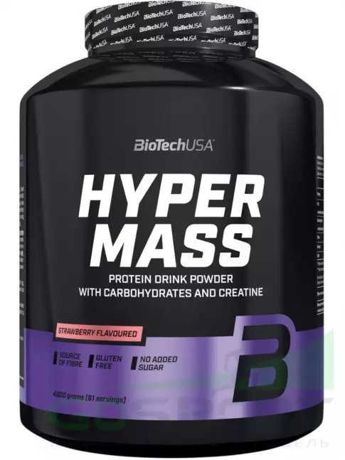 Гейнер BioTechUSA Hyper Mass 4000 г, Клубника Гейнер BioTechUSA Hyper Mass 4000 г, Клубника