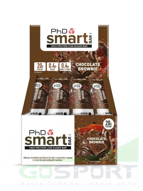 Протеиновый батончик PhD Nutrition Smart Bar 12 x 64 г, Шоколадный Брауни Протеиновый батончик PhD Nutrition Smart Bar 12 x 64 г, Шоколадный Брауни