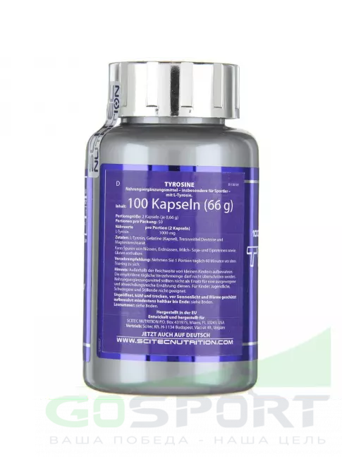 Тирозин Scitec Nutrition Tyrosine 100 капсул Тирозин Scitec Nutrition Tyrosine 100 капсул