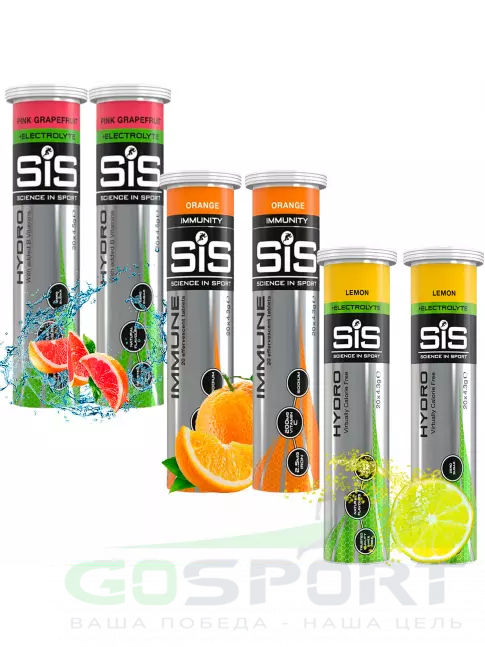 Изотоник SCIENCE IN SPORT (SiS) GO Hydro Tablet 20s 6 x 20 таблеток, Розовый грейпфрут, Апельсин, Лимон Изотоник SCIENCE IN SPORT (SiS) GO Hydro Tablet 20s 6 x 20 таблеток, Розовый грейпфрут, Апельсин, Лимон
