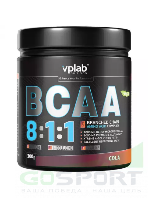 BCAA 8:1:1 VP Laboratory BCAA 8:1:1 300 гр, Кола BCAA 8:1:1 VP Laboratory BCAA 8:1:1 300 гр, Кола