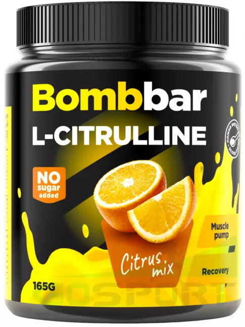 Цитруллин BombBar L-Сitrulline 500 mg 165 г, Цитрусовый микс Цитруллин BombBar L-Сitrulline 500 mg 165 г, Цитрусовый микс