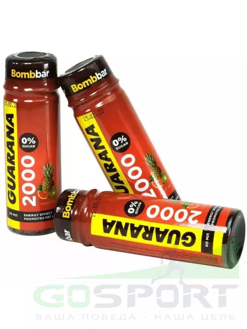 Гуарана BombBar Shot Energy Guarana 2000 12 x 60 мл, Фруктовый микс Гуарана BombBar Shot Energy Guarana 2000 12 x 60 мл, Фруктовый микс