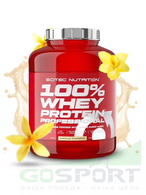 Сывороточный протеин Scitec Nutrition 100% Whey Protein Professional 2350 г, Ваниль Сывороточный протеин Scitec Nutrition 100% Whey Protein Professional 2350 г, Ваниль