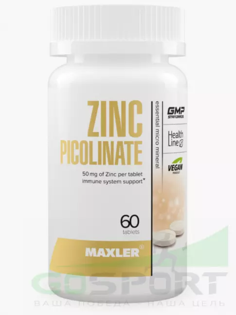 Цинк MAXLER Zinc Picolinate 50 мг 60 таблеток, Нейтральный Цинк MAXLER Zinc Picolinate 50 мг 60 таблеток, Нейтральный