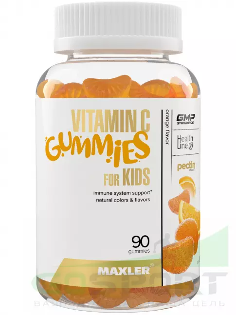 Витамин C MAXLER Vitamin C 50 mg Gummies for Kids 90 мармеладок, Апельсин