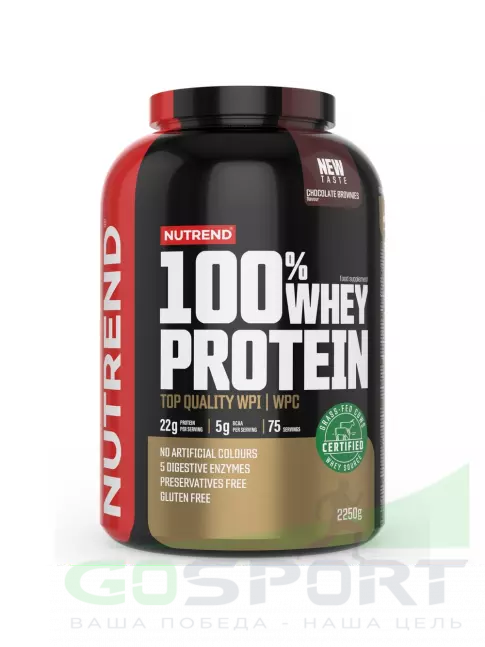 Сывороточный протеин NUTREND 100% Whey Protein 2250 г, Шоколадный брауни Сывороточный протеин NUTREND 100% Whey Protein 2250 г, Шоколадный брауни