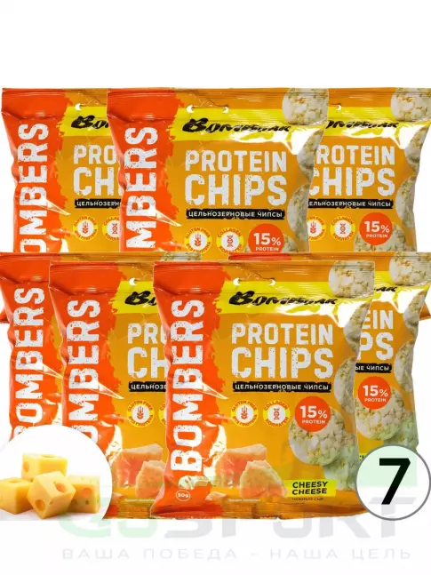 Чипсы BombBar Protein Chips 7 x 50 г, Нежный сыр Чипсы BombBar Protein Chips 7 x 50 г, Нежный сыр