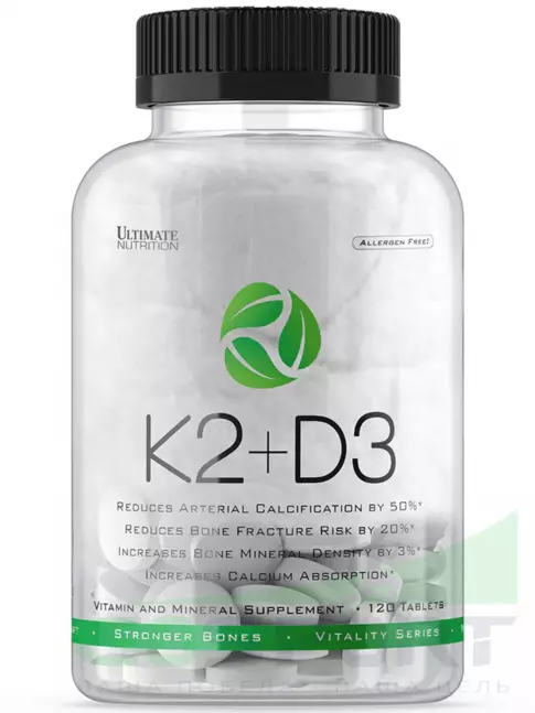 Витамин K Ultimate Nutrition K2+D3 120 таб. Витамин K Ultimate Nutrition K2+D3 120 таб.
