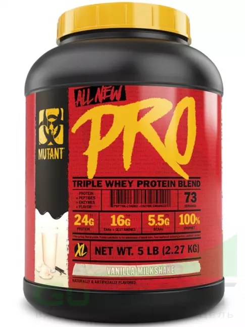 Сывороточный протеин Mutant PRO 5 lb 2270 г, Ванильный молочный коктейль Сывороточный протеин Mutant PRO 5 lb 2270 г, Ванильный молочный коктейль