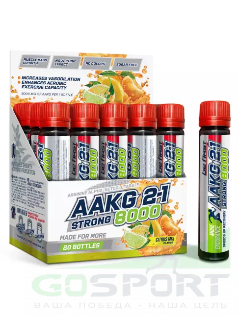 Аргинин / AAKG Be First AAKG 8000 STRONG 20 x 25 мл, Цитрусовый микс Аргинин / AAKG Be First AAKG 8000 STRONG 20 x 25 мл, Цитрусовый микс