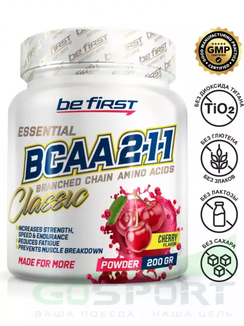 BCAA Be First BCAA Classic Powder 2:1:1 200 г, Вишня BCAA Be First BCAA Classic Powder 2:1:1 200 г, Вишня