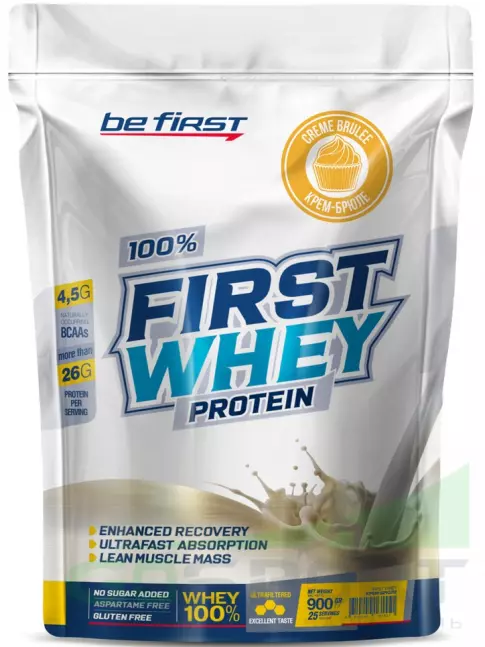 Сывороточный протеин Be First First Whey protein (сывороточный протеин) 900 г, Крем-брюле Сывороточный протеин Be First First Whey protein (сывороточный протеин) 900 г, Крем-брюле