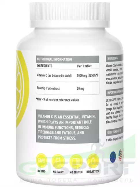 Витамин C UltraSupps Vitamin C 1000 mg 60 таблеток