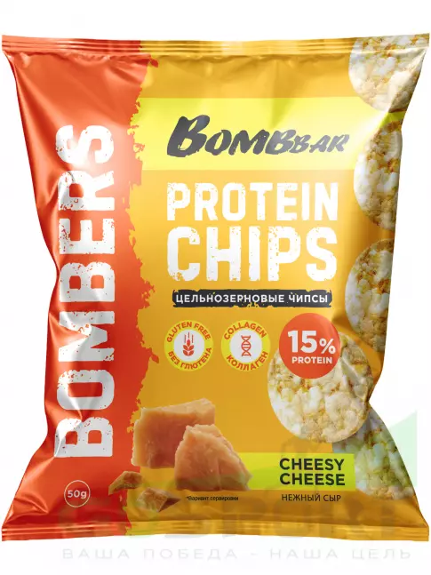 Чипсы BombBar Protein Chips 50 г, Нежный сыр Чипсы BombBar Protein Chips 50 г, Нежный сыр