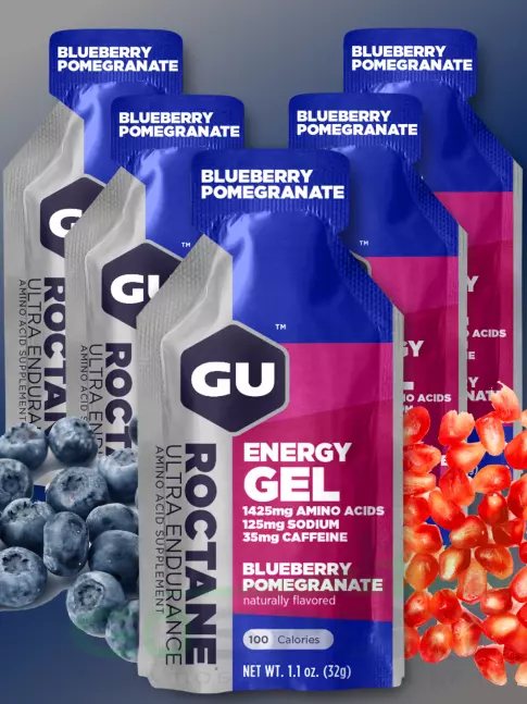 Гель питьевой GU Energy Labs GU ROCTANE Energy Gel 35mg caffeine 5 x 32 г, Черника-Гранат Гель питьевой GU Energy Labs GU ROCTANE Energy Gel 35mg caffeine 5 x 32 г, Черника-Гранат