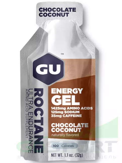 Гель питьевой GU Energy Labs GU ROCTANE Energy Gel 35mg caffeine 24 x 32 г, Шоколад-Кокос Гель питьевой GU Energy Labs GU ROCTANE Energy Gel 35mg caffeine 24 x 32 г, Шоколад-Кокос