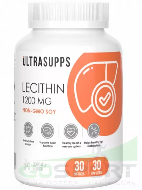 Лецитин UltraSupps Lecithin 1200 mg 30 капсул