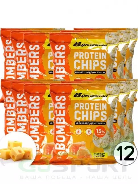 Чипсы BombBar Protein Chips 12 x 50 г, Нежный сыр Чипсы BombBar Protein Chips 12 x 50 г, Нежный сыр