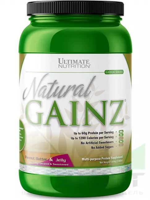 Гейнер Ultimate Nutrition Natural Gainz 1666 г, Арахисовое масло с джемом Гейнер Ultimate Nutrition Natural Gainz 1666 г, Арахисовое масло с джемом