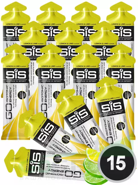 Гель питьевой SCIENCE IN SPORT (SiS) GO Isotonic Energy Gels 15 x 60 мл, Лимон-Лайм