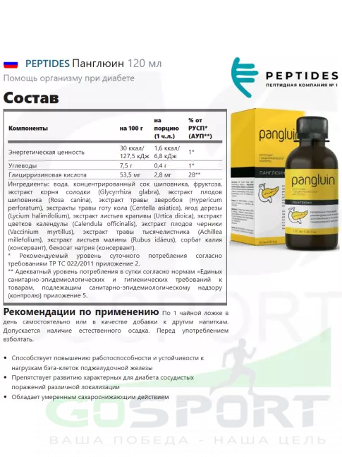 Экстракты PEPTIDES Панглюин (Pangluin) 120 мл Экстракты PEPTIDES Панглюин (Pangluin) 120 мл