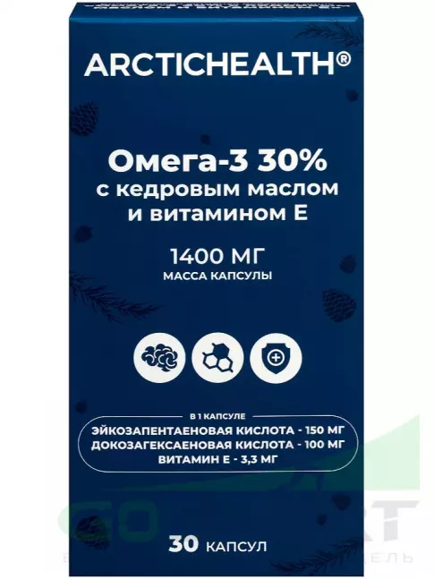 Омега-3 Arctichealth Омега-3 30% 300 мг с кедровым маслом и витамином Е 30 капсул Омега-3 Arctichealth Омега-3 30% 300 мг с кедровым маслом и витамином Е 30 капсул