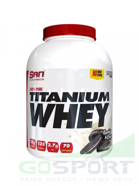 Сывороточный протеин SAN 100% Pure Titanium Whey 2240 г, Печенье и крем Сывороточный протеин SAN 100% Pure Titanium Whey 2240 г, Печенье и крем