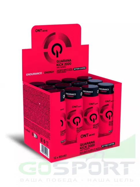 Гуарана QNT Guarana Kick 2000 mg 12 x 80 мл, Горький кофе Гуарана QNT Guarana Kick 2000 mg 12 x 80 мл, Горький кофе