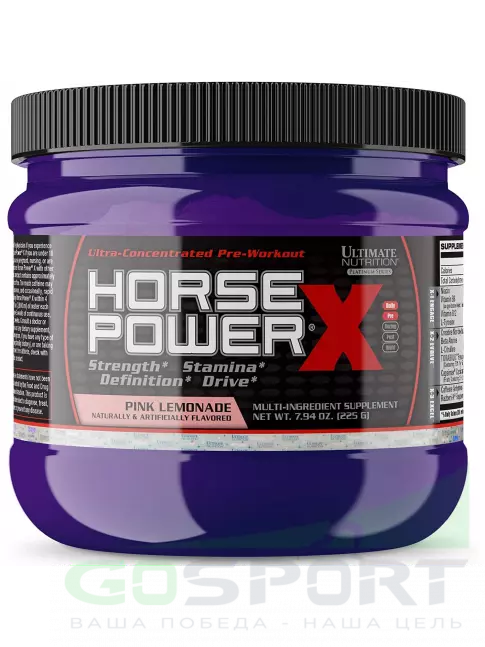 Предтреник в порошке Ultimate Nutrition HORSE POWER X 225 г, Розовый лимонад Предтреник в порошке Ultimate Nutrition HORSE POWER X 225 г, Розовый лимонад