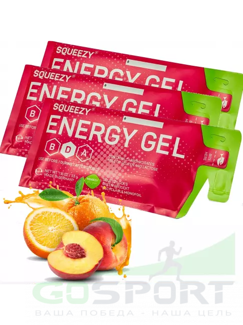 Энергетический гель питьевой SQUEEZY ENERGY GEL no caffeine 3 x 33 г, Персик-Апельсин Энергетический гель питьевой SQUEEZY ENERGY GEL no caffeine 3 x 33 г, Персик-Апельсин