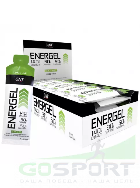 Гель питьевой QNT ENERGY GEL 30mg caffeine 25 x 55 мл, Лимон-Лайм Гель питьевой QNT ENERGY GEL 30mg caffeine 25 x 55 мл, Лимон-Лайм
