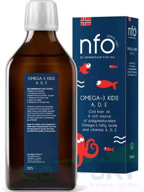 Омега-3 NFO Omega-3 Kids Cod Liver Oil 2162 mg 250 мл Омега-3 NFO Omega-3 Kids Cod Liver Oil 2162 mg 250 мл