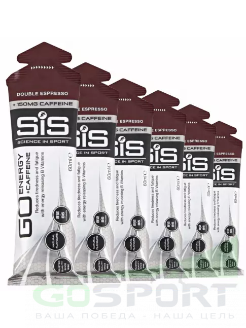 Гель питьевой SCIENCE IN SPORT (SiS) GO Energy 150 mg caffeine 6 x 60 мл, Двойной эспрессо Гель питьевой SCIENCE IN SPORT (SiS) GO Energy 150 mg caffeine 6 x 60 мл, Двойной эспрессо