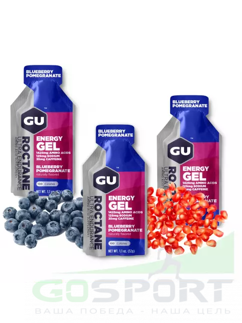 Гель питьевой GU Energy Labs GU ROCTANE Energy Gel 35mg caffeine 3 x 32 г, Черника-Гранат Гель питьевой GU Energy Labs GU ROCTANE Energy Gel 35mg caffeine 3 x 32 г, Черника-Гранат