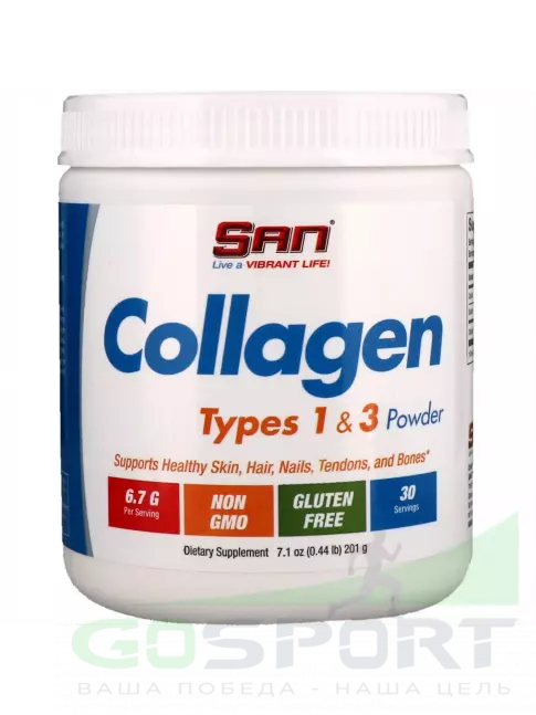 Коллаген 1,2,3 тип SAN Collagen Types 1 & 3 Powder 201 г Коллаген 1,2,3 тип SAN Collagen Types 1 & 3 Powder 201 г