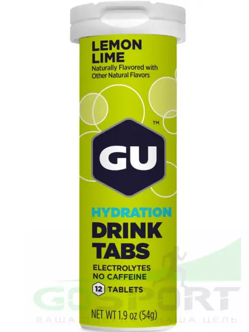 Изотоник GU Energy Labs GU HYDRATION DRINK TABS 3 x 12 таб, Лимон-Лайм Изотоник GU Energy Labs GU HYDRATION DRINK TABS 3 x 12 таб, Лимон-Лайм