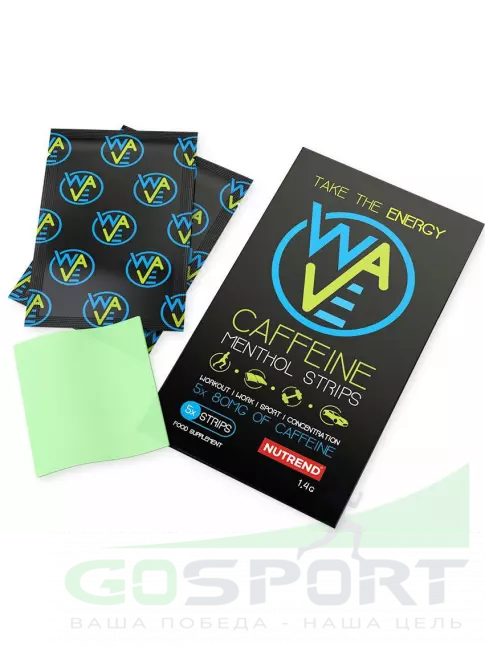 Кофеин NUTREND Wave Caffeine menthol strips 1 x 5 полосок, Ментол Кофеин NUTREND Wave Caffeine menthol strips 1 x 5 полосок, Ментол