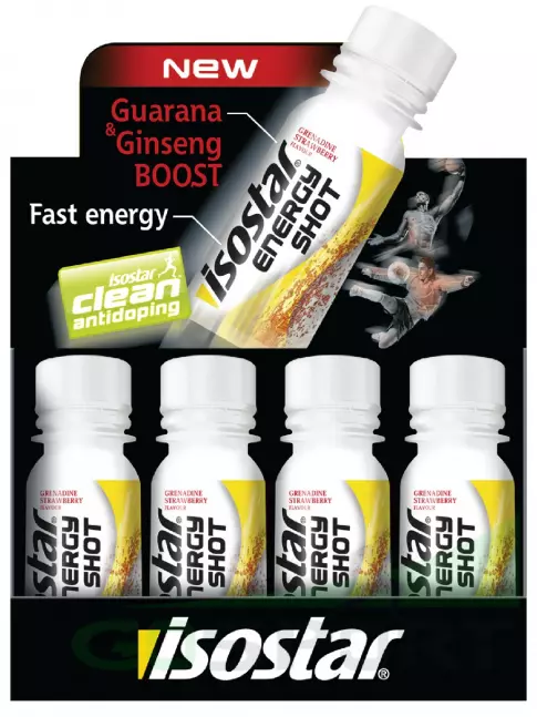 Предтреник жидкий Isostar Energy Shot 12 x 60 г, Клубника и гренадин Предтреник жидкий Isostar Energy Shot 12 x 60 г, Клубника и гренадин
