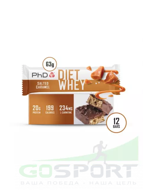 Протеиновый батончик PhD Nutrition Diet Whey Bar 12 x 63 г, Соленая карамель Протеиновый батончик PhD Nutrition Diet Whey Bar 12 x 63 г, Соленая карамель