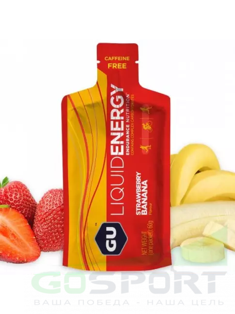 Гель питьевой GU Energy Labs GU Liquid Enegry Gel no caffeine 60 г, Клубника-банан Гель питьевой GU Energy Labs GU Liquid Enegry Gel no caffeine 60 г, Клубника-банан