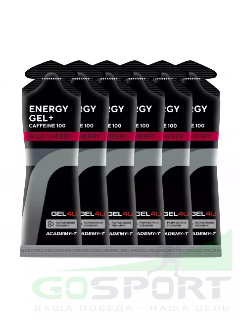 Гель питьевой GEL4U Energy GEL + Caffeine 100 6 x 60 г, Вишня Гель питьевой GEL4U Energy GEL + Caffeine 100 6 x 60 г, Вишня