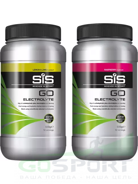 Изотоник SCIENCE IN SPORT (SiS) GO Electrolyte Powder 2 x 500 г, Лимон-лайм, Малина Изотоник SCIENCE IN SPORT (SiS) GO Electrolyte Powder 2 x 500 г, Лимон-лайм, Малина